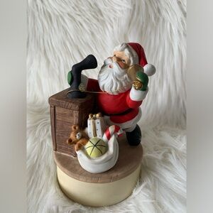 Vintage Japan SANTA CLAUS Rotating Music Box 6.25", SantaClaus Is Coming Town